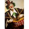 QUADRO DIPINTO OLIO TELA LUCIANO LUTRING 1999 Allegro Pagliaccio CLOWN TAMBURO