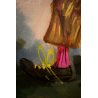 QUADRO DIPINTO OLIO TELA LUCIANO LUTRING 1999 Allegro Pagliaccio CLOWN TAMBURO