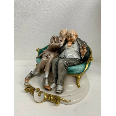 ANTICA SCULTURA CERAMICA GIUSEPPE GALLE' COPPIA GENTILUOMINI CAPODIMONTE ANNI 60