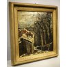 ANTICO QUADRO OLIO Ippolito Della Giovanna Prima Neve PAESAGGIO BOSCO BIELLA '48