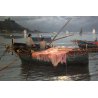 ANTICO GRANDE QUADRO OLIO TELA M. Galanti MARINA ALBA NAPOLI PESCATORI BARCHE 