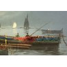 ANTICO GRANDE QUADRO OLIO TELA M. Galanti MARINA ALBA NAPOLI PESCATORI BARCHE 