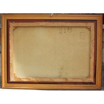 ANTICO GRANDE QUADRO OLIO TELA M. Galanti MARINA ALBA NAPOLI PESCATORI BARCHE 