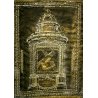 GRANDE QUADRO RELIGIOSO RITRATTO S.S.mo Salvatore STAMPA su SETA RICAMO ARGENTO