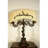 LAMPADA TAVOLO CANDELABRO BRONZO ELETTRIFICATO PARALUME 2 BRACCI 2 LUMI ART DECO