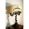 LAMPADA TAVOLO CANDELABRO BRONZO ELETTRIFICATO PARALUME 2 BRACCI 2 LUMI ART DECO