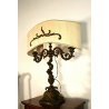 LAMPADA TAVOLO CANDELABRO BRONZO ELETTRIFICATO PARALUME 2 BRACCI 2 LUMI ART DECO