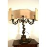 LAMPADA TAVOLO CANDELABRO BRONZO ELETTRIFICATO PARALUME 2 BRACCI 2 LUMI ART DECO