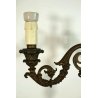 LAMPADA TAVOLO CANDELABRO BRONZO ELETTRIFICATO PARALUME 2 BRACCI 2 LUMI ART DECO