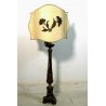 LAMPADA TAVOLO CANDELIERE CANDELABRO LEGNO GESSATO DORATO ZAMPE FERINE PARALUME