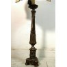 LAMPADA TAVOLO CANDELIERE CANDELABRO LEGNO GESSATO DORATO ZAMPE FERINE PARALUME