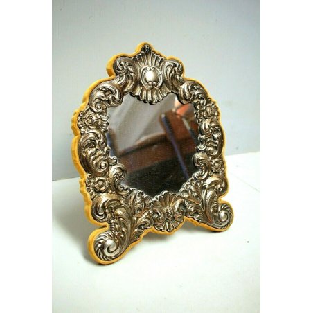 ANTICA CARTAGLORIA DECORO BASSORILIEVO RAME ARGENTATO PUNZONATO VELLUTO VINTAGE 