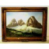 GRANDE QUADRO DIPINTO OLIO G. Servoli PAESAGGIO MONTANO DOLOMITI Drei Zinnen 