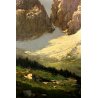 GRANDE QUADRO DIPINTO OLIO G. Servoli PAESAGGIO MONTANO DOLOMITI Drei Zinnen 