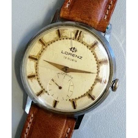 ANTICO OROLOGIO POLSO Lorenz AVORIO anni 50 MECCANICO cal. 26 OLD WATCH vintage