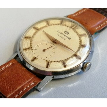ANTICO OROLOGIO POLSO Lorenz AVORIO anni 50 MECCANICO cal. 26 OLD WATCH vintage