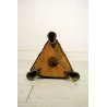 ANTICO CANDELIERE LEGNO LAMINA RAME  BRONZO MADONNA PUTTI ZAMPE FERINE ALTARE 