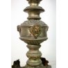 ANTICO CANDELIERE LEGNO LAMINA RAME  BRONZO MADONNA PUTTI ZAMPE FERINE ALTARE 