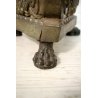 ANTICO CANDELIERE LEGNO LAMINA RAME  BRONZO MADONNA PUTTI ZAMPE FERINE ALTARE 