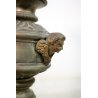 ANTICO CANDELIERE LEGNO LAMINA RAME  BRONZO MADONNA PUTTI ZAMPE FERINE ALTARE 