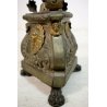 ANTICO CANDELIERE LEGNO LAMINA RAME  BRONZO MADONNA PUTTI ZAMPE FERINE ALTARE 