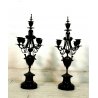 COPPIA ANTICO CANDELABRO CANDELIERE 4 BRACCI 5 CANDELE BRONZO MARMO NERO '800.