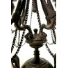 COPPIA ANTICO CANDELABRO CANDELIERE 4 BRACCI 5 CANDELE BRONZO MARMO NERO '800.