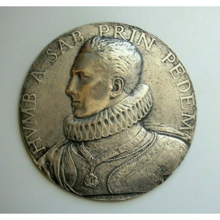 ANTICO MEDAGLIONE BRONZO BASSORILIEVO Ed. Rubino HUMB A SAB PRIN PEDEM ø 21,5