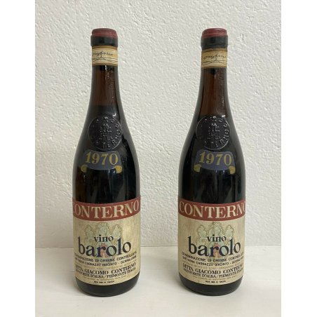 ANTICA COPPIA BOTTIGLIA GIACOMO CONTERNO VINO BAROLO DOC 1970 2 BOTTIGLIE 72 CL