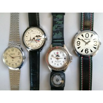 4 pz. PAKETA BIG ZERO / 24 ore OROLOGIO MILITARE Boctok CCCP 1980 VINTAGE WATCH