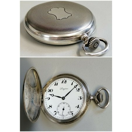 ANTICO OROLOGIO TASCA Longines ARGENTO 800 epoca 900 OLD POCKET WATCH collezione