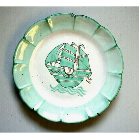 ANTICO PIATTO CERAMICA ARTISTIA C.A.S.Vietri 150 PARETE PARATA VELIERO CARAVELLA