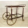 CARRELLO BAR PORTAVIVANDE VINTAGE OTTONE LEGNO LACCATO VETRO ANNI 50 4 RUOTE OLD