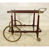 CARRELLO BAR PORTAVIVANDE VINTAGE OTTONE LEGNO LACCATO VETRO ANNI 50 4 RUOTE OLD