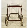 CARRELLO BAR PORTAVIVANDE VINTAGE OTTONE LEGNO LACCATO VETRO ANNI 50 4 RUOTE OLD