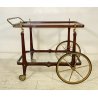 CARRELLO BAR PORTAVIVANDE VINTAGE OTTONE LEGNO LACCATO VETRO ANNI 50 4 RUOTE OLD