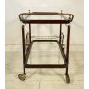 CARRELLO BAR PORTAVIVANDE VINTAGE OTTONE LEGNO LACCATO VETRO ANNI 50 4 RUOTE OLD