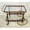 CARRELLO BAR PORTAVIVANDE VINTAGE OTTONE LEGNO LACCATO VETRO ANNI 50 4 RUOTE OLD