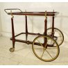 CARRELLO BAR PORTAVIVANDE VINTAGE OTTONE LEGNO LACCATO VETRO ANNI 50 4 RUOTE OLD