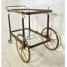 CARRELLO BAR PORTAVIVANDE VINTAGE OTTONE LEGNO LACCATO VETRO ANNI 50 4 RUOTE OLD