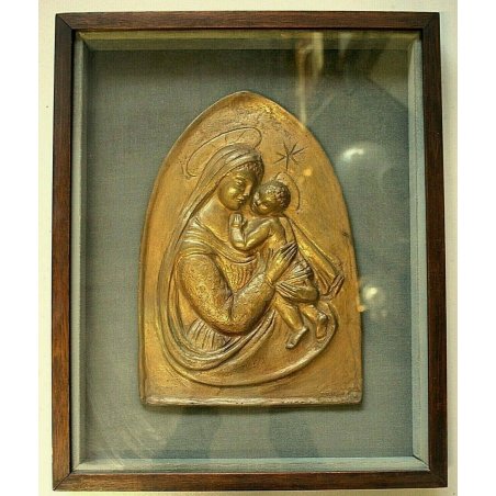 BASSORIRIEVO SCULTURA BRONZO Tofanari MADONNA BAMBINO GESU' MATERNITA' RELIGIOSO