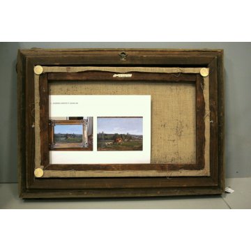 QUADRO DIPINTO OLIO Andrés Cortes y Aguilar PAESAGGIO ROMANTICO PASCOLO '800