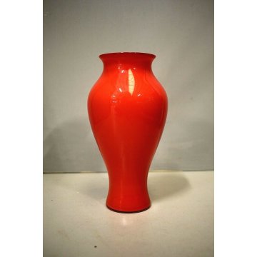 VASO VINTAGE VETRO SOFFIATO Barovier&Toso INCAMICIATO ROSSO CORALLO Murano glass