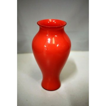 VASO VINTAGE VETRO SOFFIATO Barovier&Toso INCAMICIATO ROSSO CORALLO Murano glass