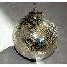 GRANDE ANTICA SFERA PALLA VETRO NATALE Decorativa CRISTALLO SPECCHIO ARGENTO 900