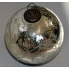 GRANDE ANTICA SFERA PALLA VETRO NATALE Decorativa CRISTALLO SPECCHIO ARGENTO 900