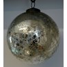 GRANDE ANTICA SFERA PALLA VETRO NATALE Decorativa CRISTALLO SPECCHIO ARGENTO 900
