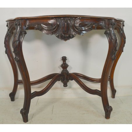 ANTICA CONSOLE Luigi Filippo LEGNO NOCE epoca 1800 CONSOLLE etagere RADICA mossa