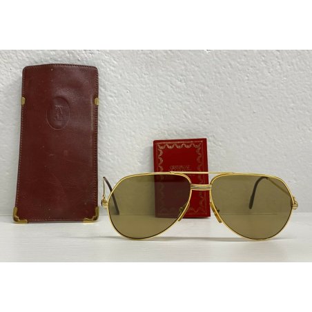 BELLISSIMI OCCHIALI DA SOLE CARTIER VENDOME LOUIS 62/14-140 PLACCATI ORO ANNI 80