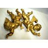 ANTICA COPPIA PUTTI ALATI LEGNO SCOLPITO DORATO ANGELI AMORINI CHERUBINI '900